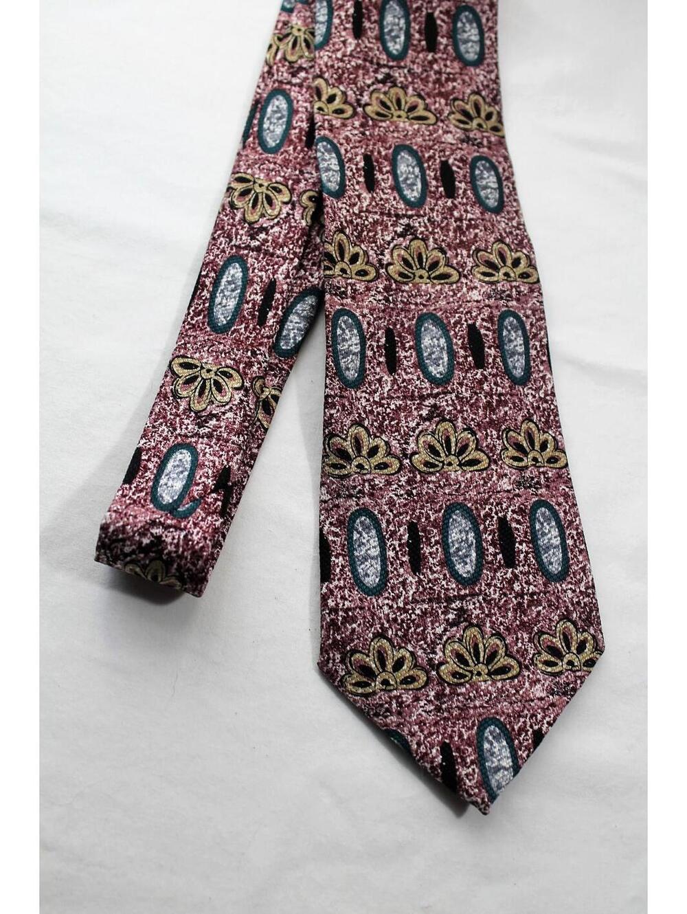 Vintage GUY LAROCHE Diffusion Silk Necktie, Wine, Teal, Beige, 4 X 56